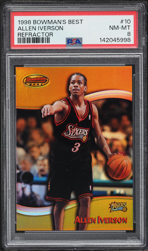 1998 Bowman's Best Refractor Allen Iverson /400 #10 PSA 8 NM-MT on