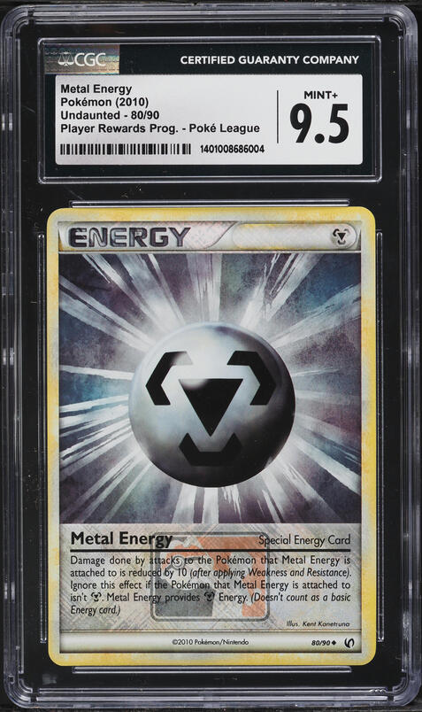 2010 Pokemon HGSS Undaunted Player Reward Program Poke League Metal Energy #80 CGC 9.5 MINT+