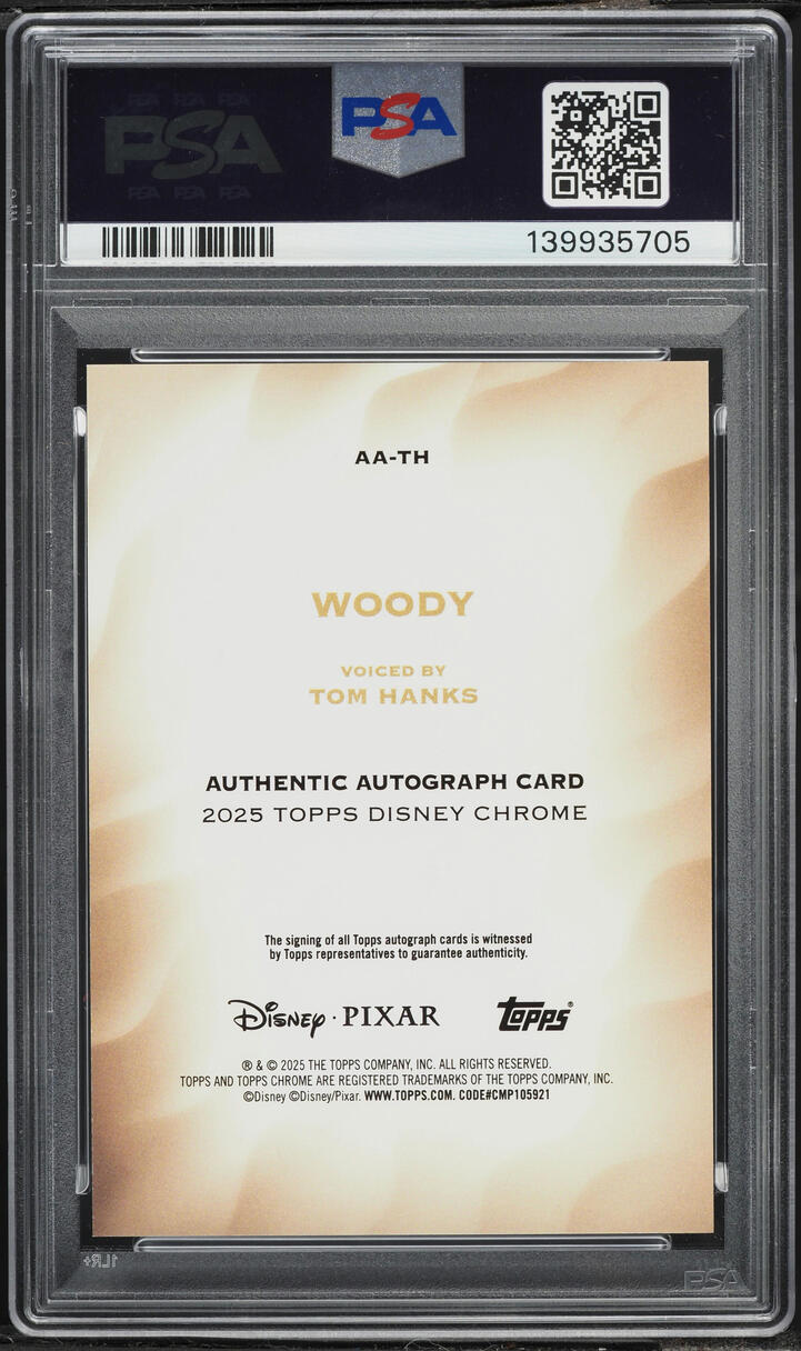 2025 Topps Chrome Disney Mickey R&B Refractor Tom Hanks AUTO /28 #AA-TH PSA 10 GEM MINT