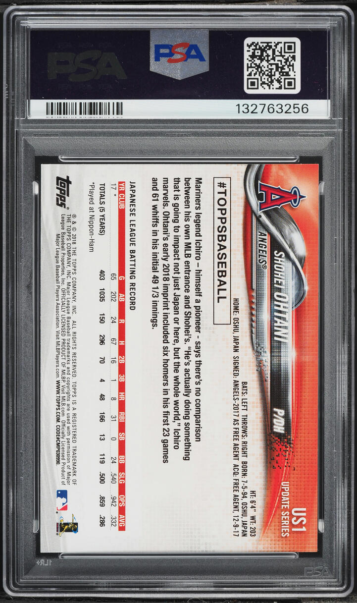 2018 Topps Update Shohei Ohtani ROOKIE #US1 PSA 10 GEM MINT