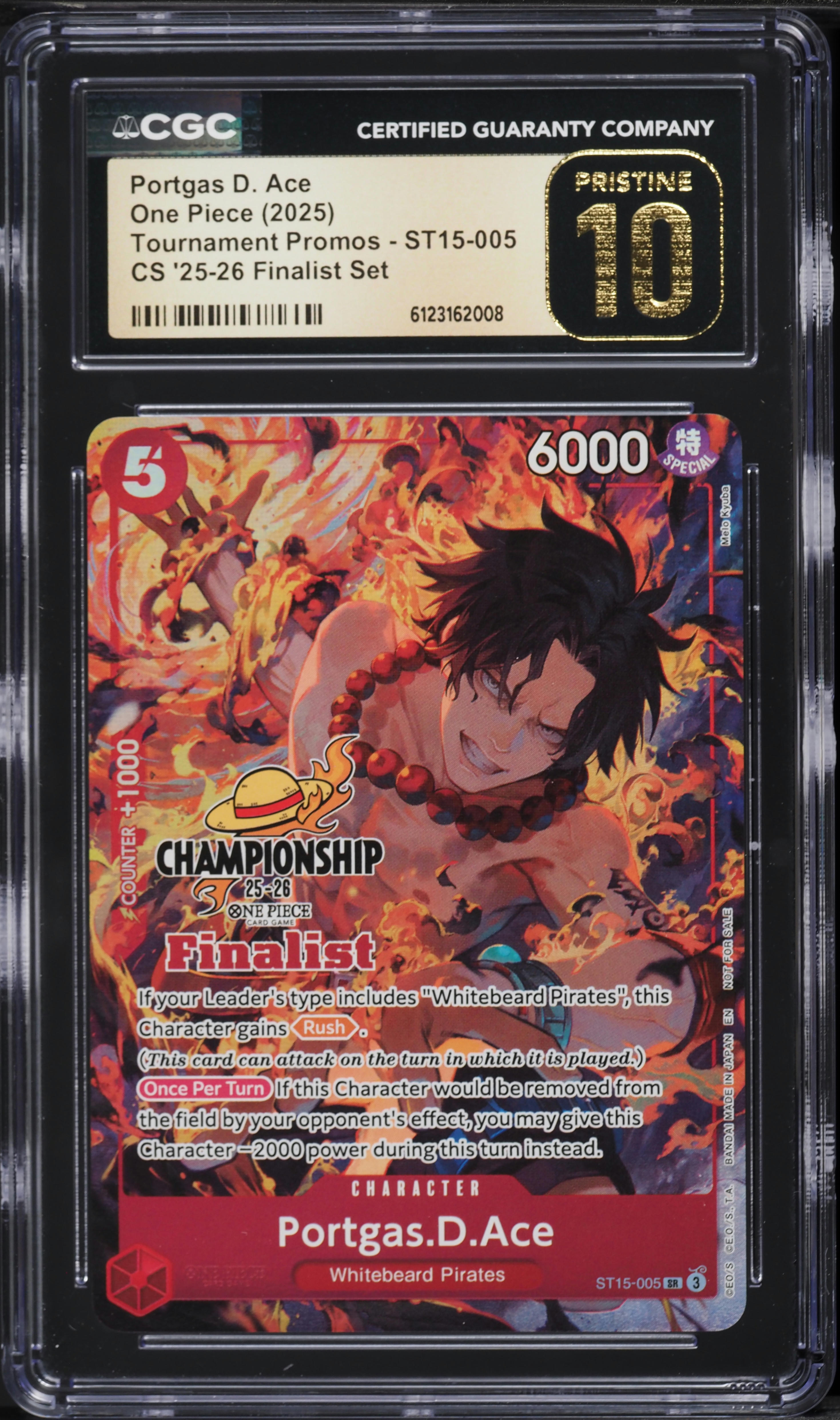 2025 One Piece Tournament Promo CS '25-26 Finalist Set Portgas D. Ace #ST15-005 CGC 10 PRISTINE on Fanatics Collect 2025 One Piece Tournament Promo CS '25-26 Finalist Set Portgas D. Ace #ST15-005 CGC 10 PRISTINE on Fanatics Collect