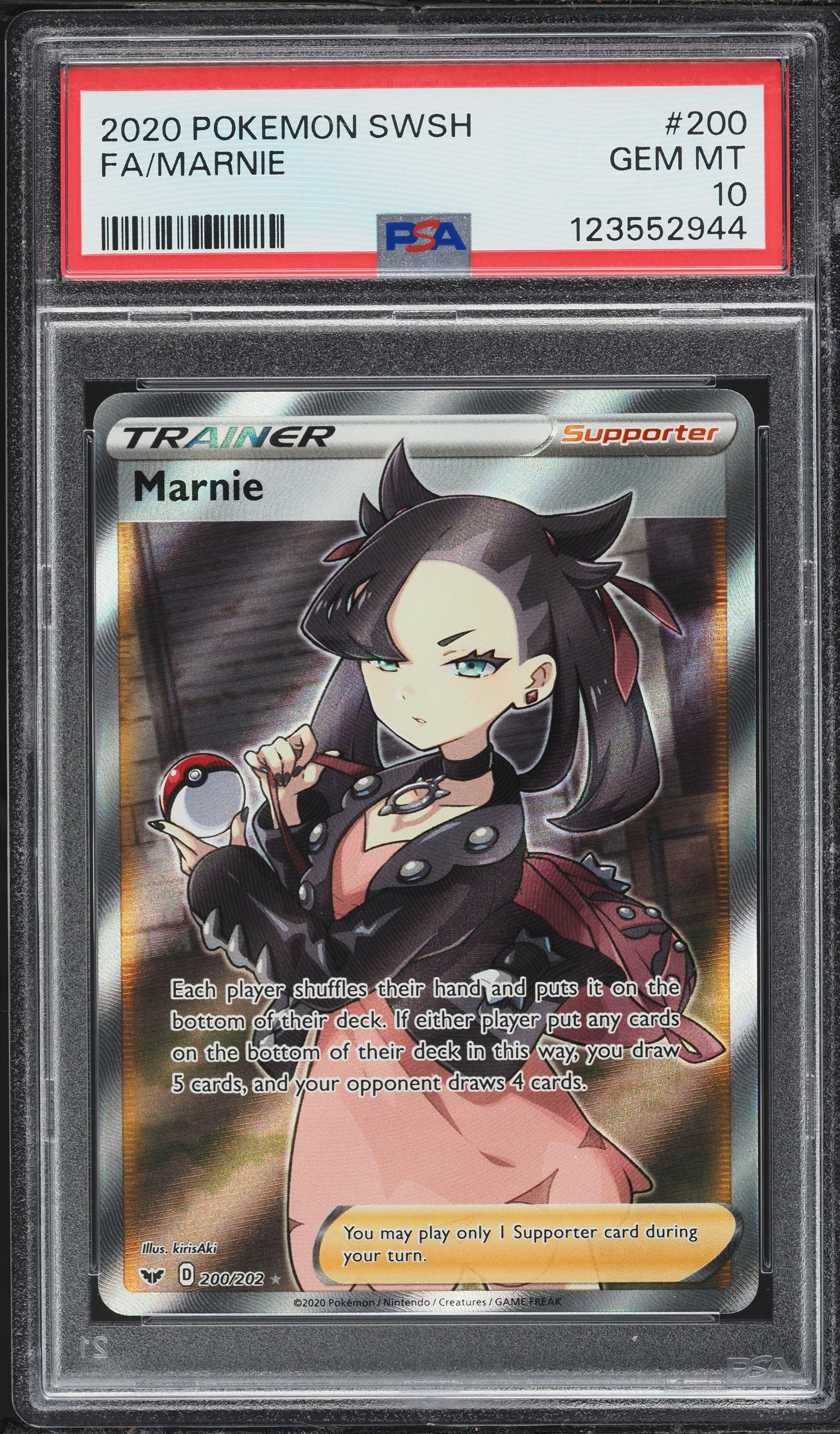 2020 Pokemon Sword & Shield Full Art Marnie #200 PSA 10 GEM MINT