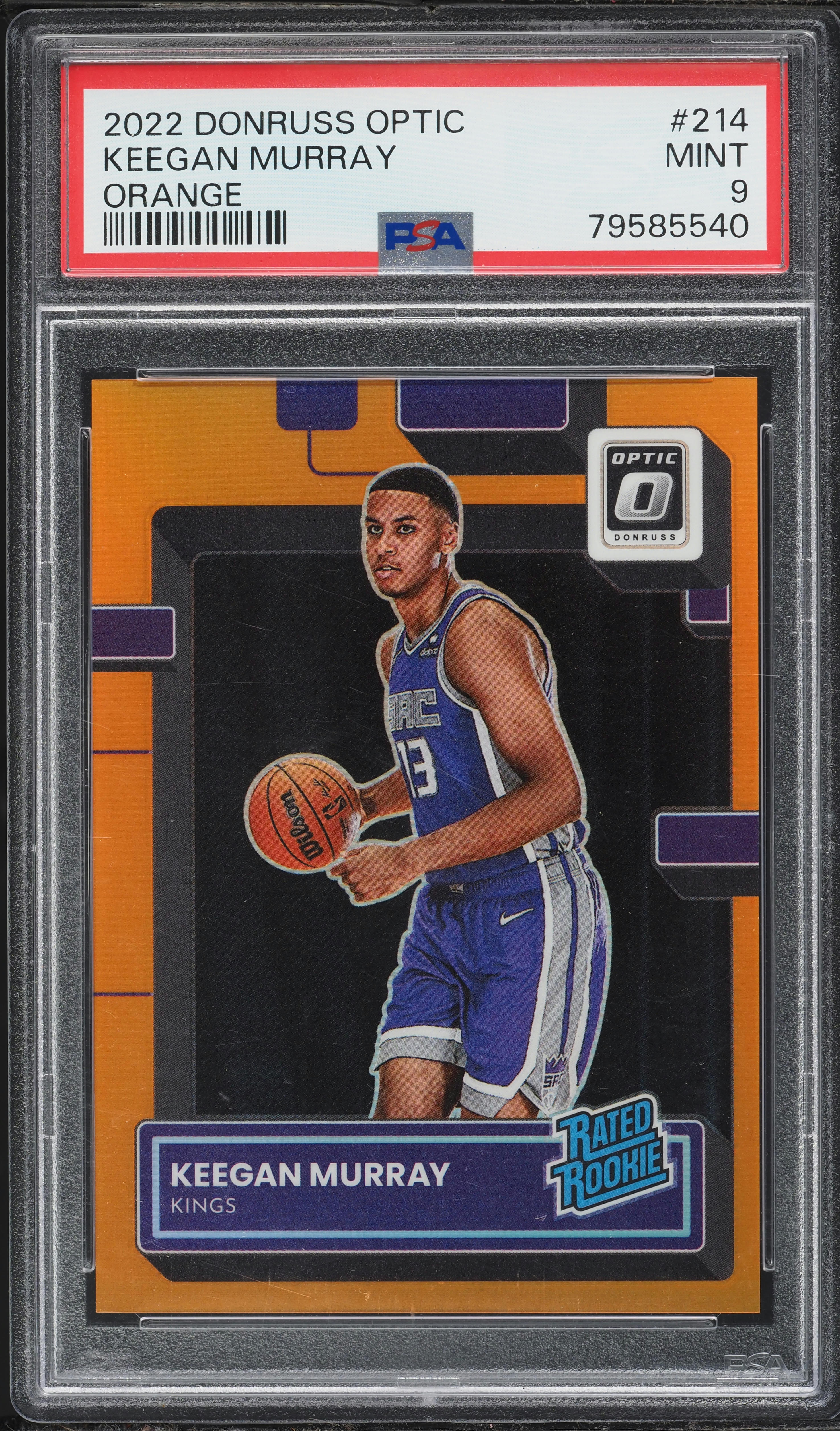 2022 Donruss Optic Orange Keegan Murray ROOKIE /199 #214 PSA 9