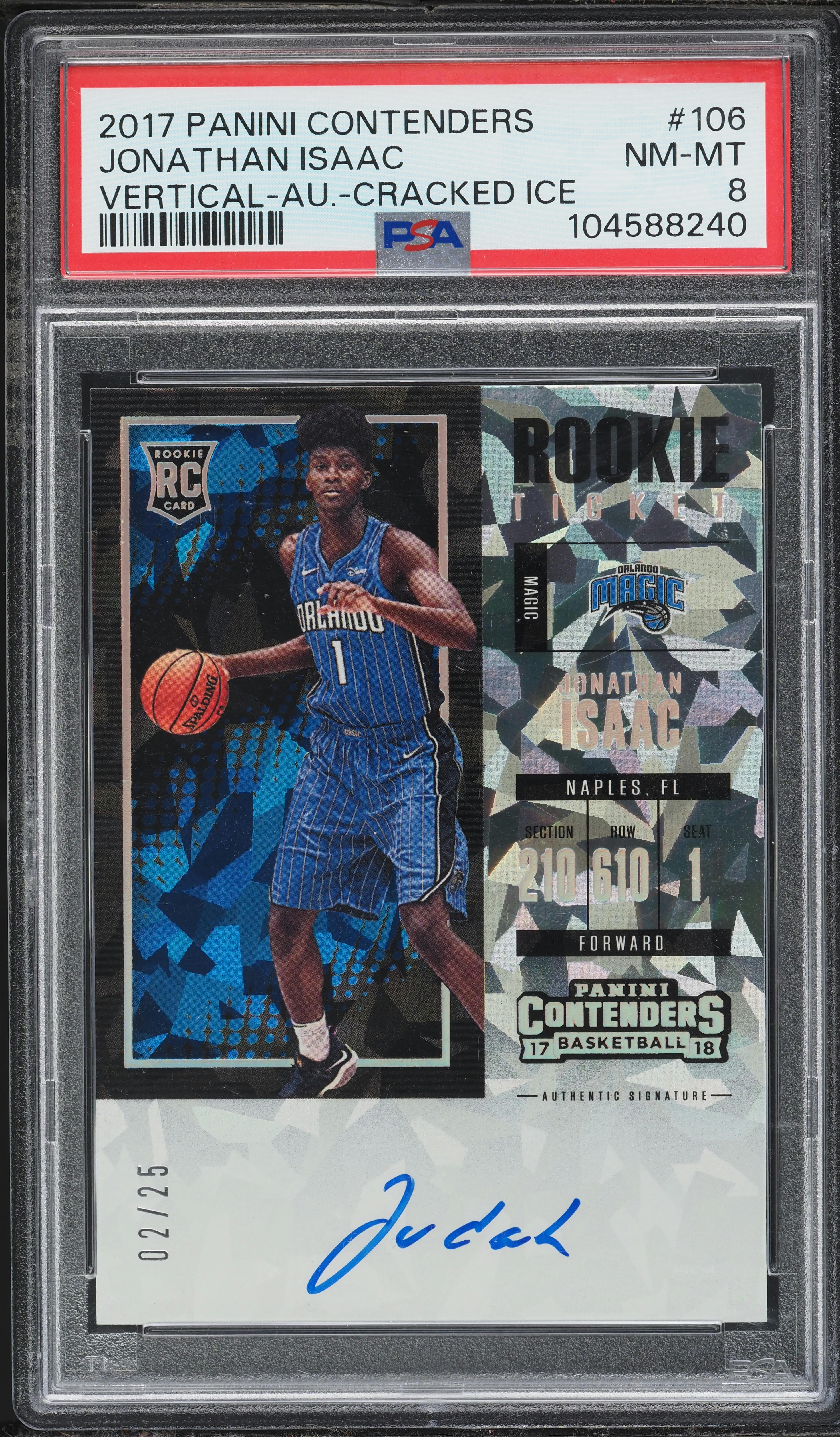 2017 Panini Contenders Vertical Cracked Ice Jonathan Isaac ROOKIE