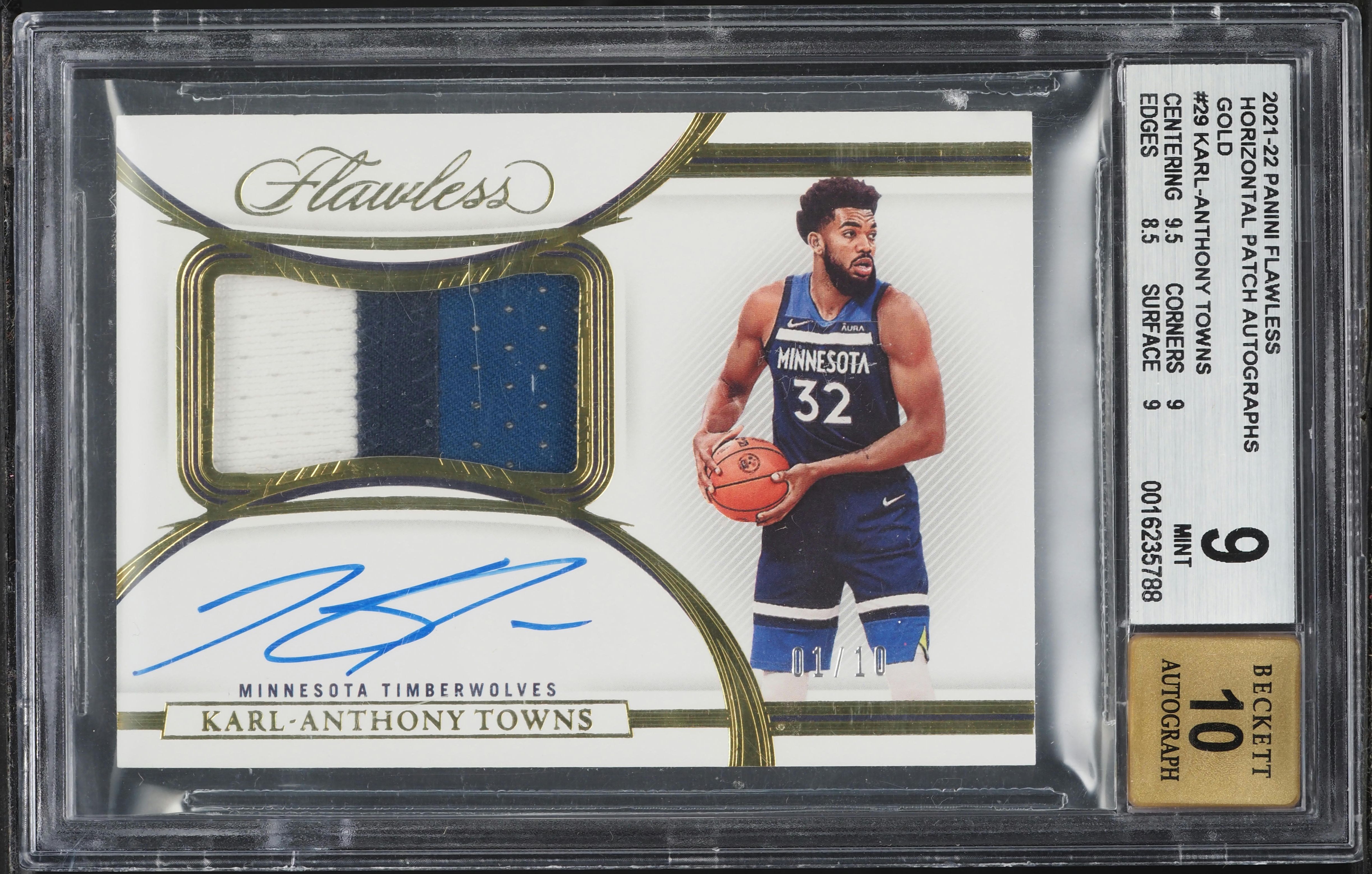 2021 Panini Flawless Gold Karl-Anthony Towns PATCH AUTO 1/10 #29