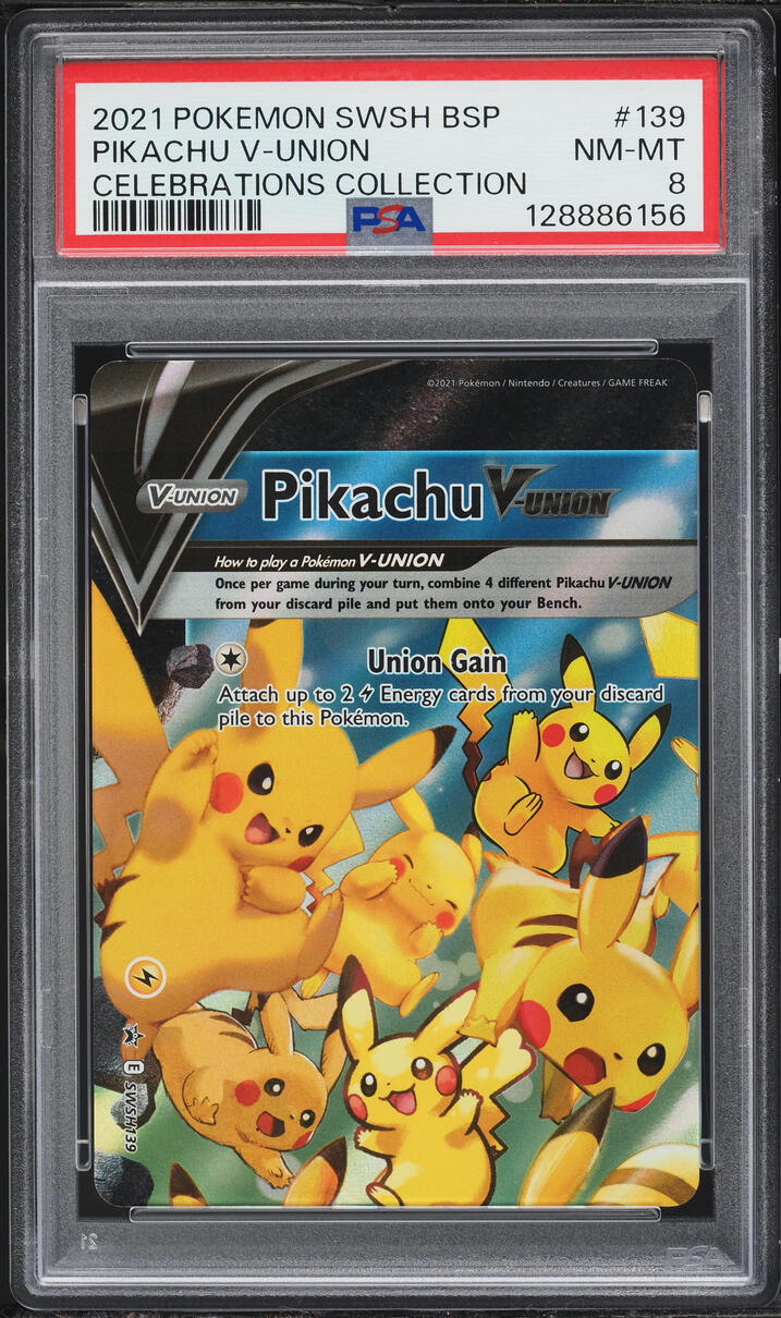2021 Pokemon Sword & Shield Promo Celebrations Pikachu V-UNION #SWSH139 PSA 8 NM-MT