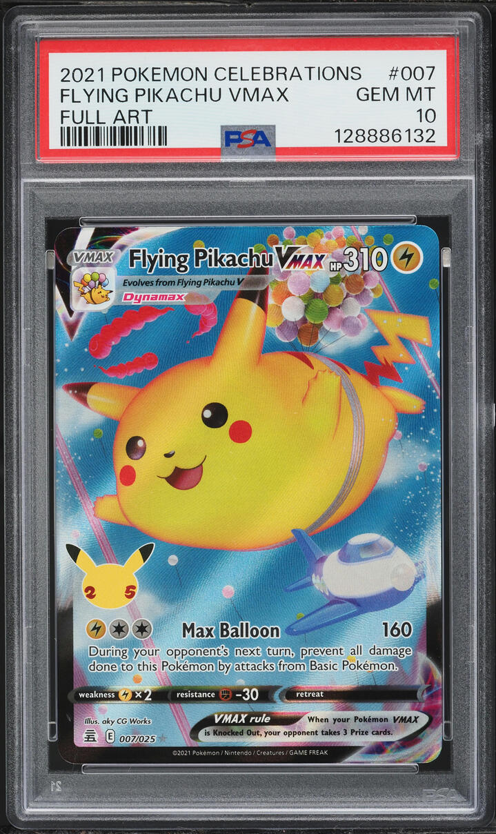 2021 Pokemon Sword & Shield Celebrations Full Art Flying Pikachu VMAX #7 PSA 10 GEM MINT