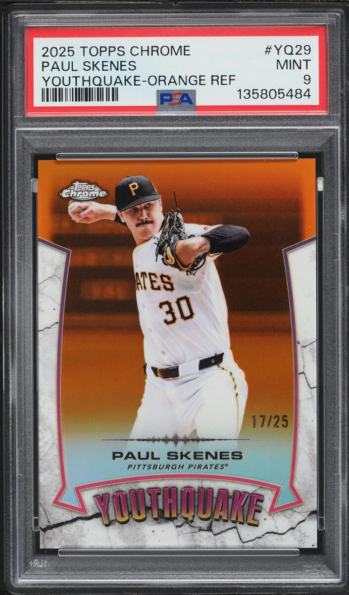 2025 Topps Chrome Youthquake Orange Refractor Paul Skenes /25 #YQ29 PSA 9 MINT