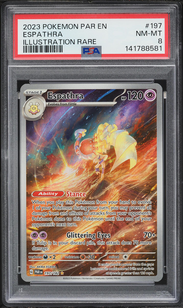 2023 Pokemon Scarlet & Violet Paradox Rift Illustration Rare Espathra #197 PSA 8 NM-MT