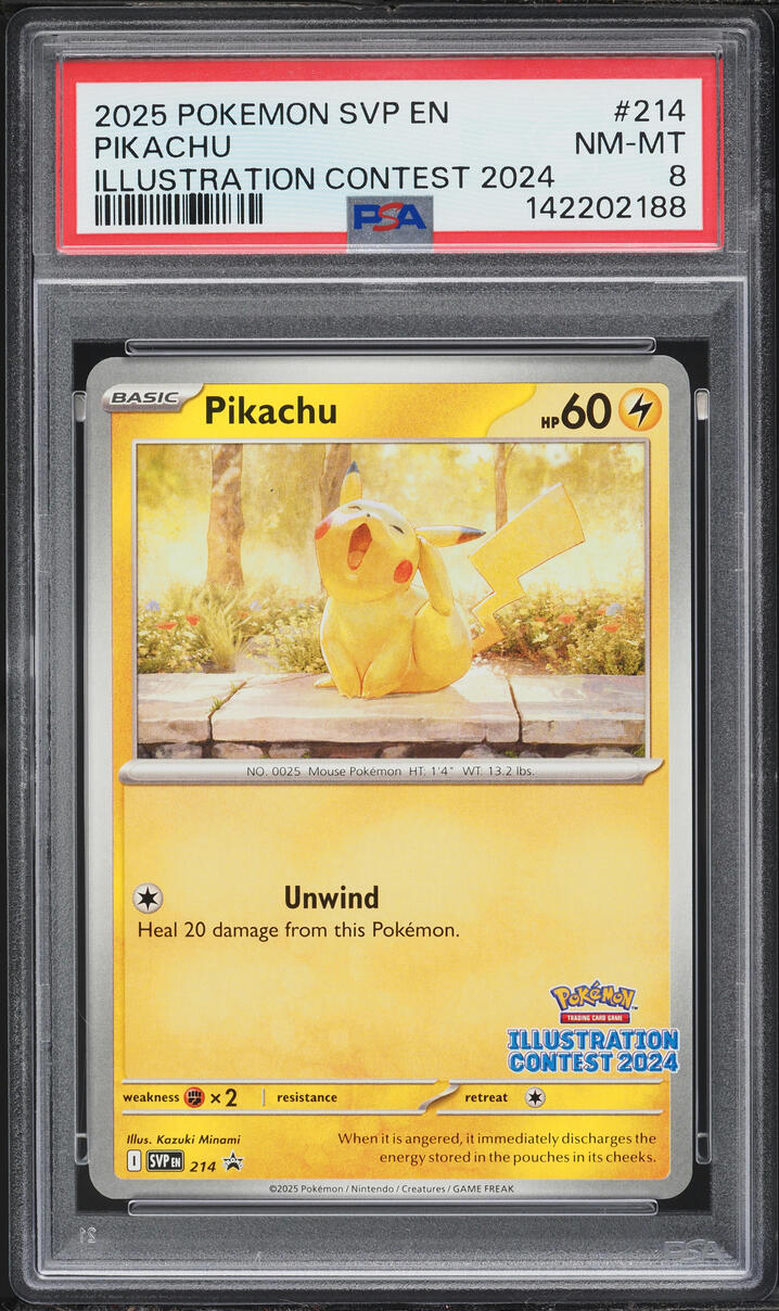 2025 Pokemon Scarlet & Violet Promo Illustration Contest Pikachu #214 PSA 8 NM-MT