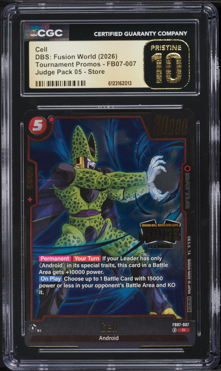 2026 DBS: Fusion World Tournament Promos Judge Pack 05 Store Cell #FB07-007 CGC 10 PRISTINE on Fanatics Collect 2026 DBS: Fusion World Tournament Promos Judge Pack 05 Store Cell #FB07-007 CGC 10 PRISTINE on Fanatics Collect