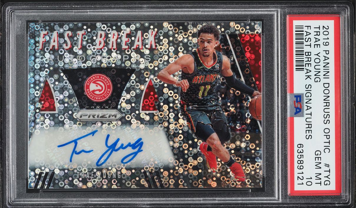 2019 Donruss Optic Fast Break Signatures Trae Young AUTO #TYG PSA 10 GEM MINT