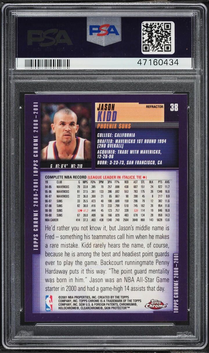 2000 Topps Chrome Refractor Jason Kidd #38 PSA 9 MINT