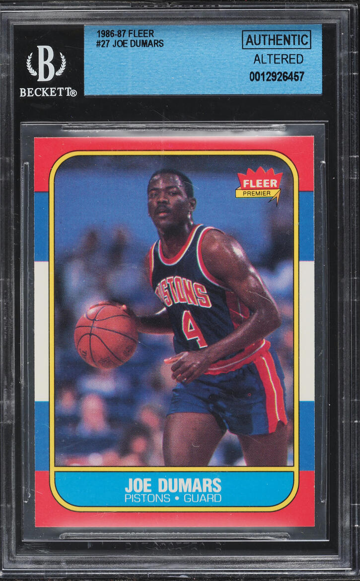 1986 Fleer Basketball Joe Dumars ROOKIE #27 BGS ALTERED AUTH