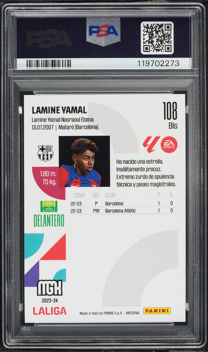 2023 Panini Megacracks LaLiga EA Sports Lamine Yamal ROOKIE #108BIS PSA 9 MINT