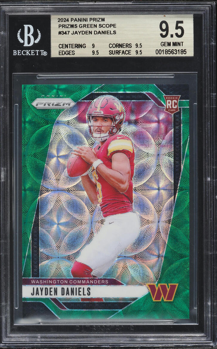 2024 Panini Prizm Green Scope Jayden Daniels ROOKIE /75 #347 BGS 9.5 GEM MINT