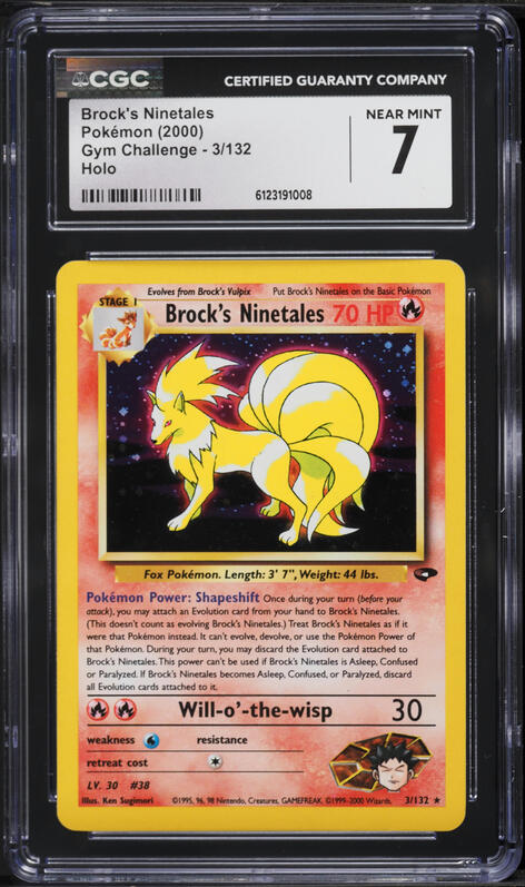 2000 Pokemon Gym Challenge Holo Brock's Ninetales #3 CGC 7 NRMT