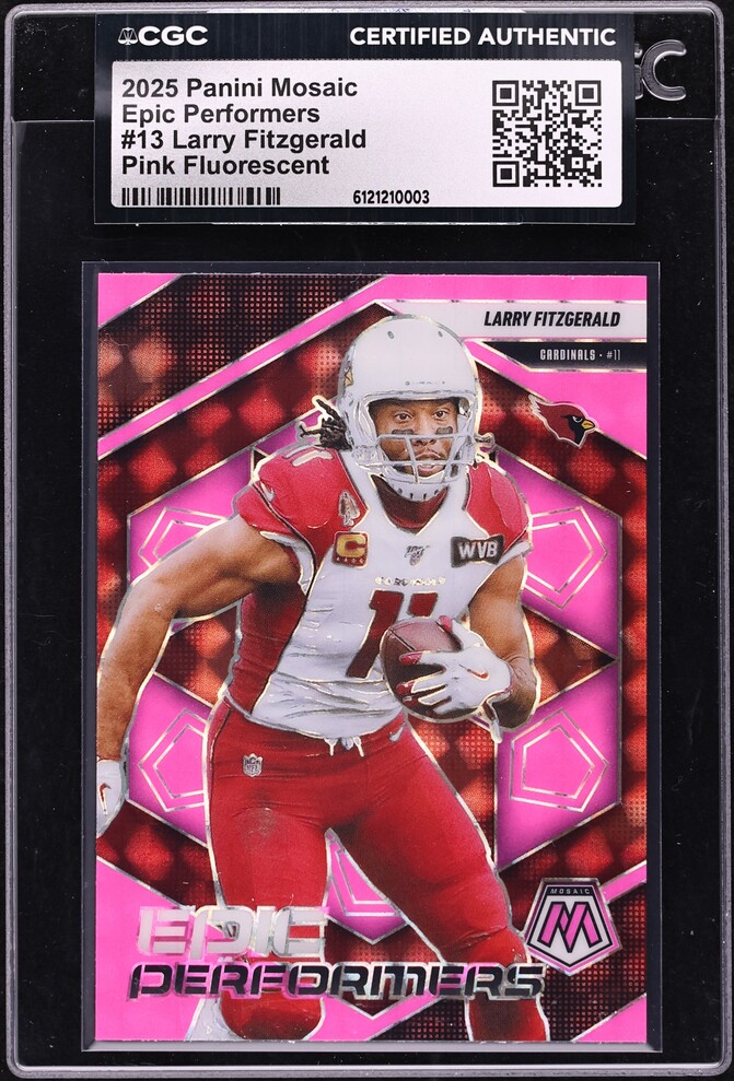 2025 Panini Mosaic Football Pink Fluorescent Larry Fitzgerald #13