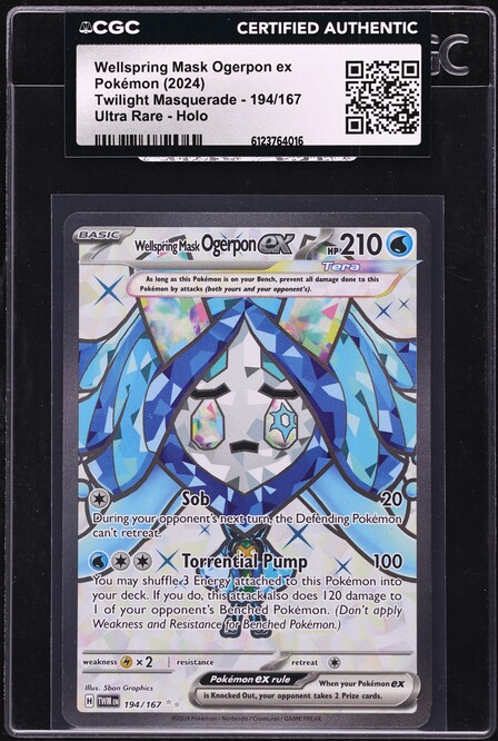 2024 Pokemon SV Twilight Masquerade Full Art Wellspring Mask Ogerpon ex #194 CGC AUTH