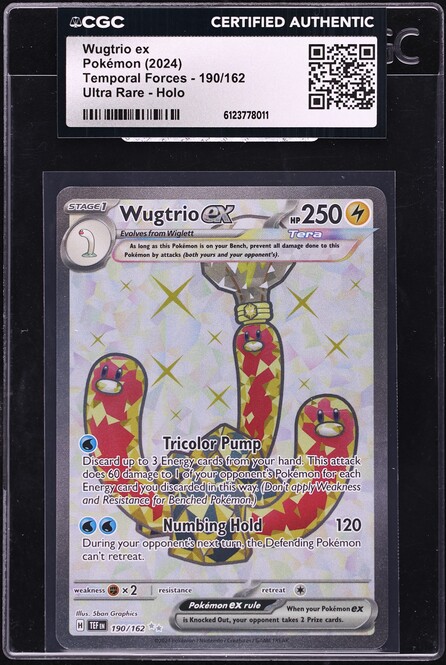 2024 Pokemon SV Temporal Forces Full Art Wugtrio ex #190 CGC AUTH