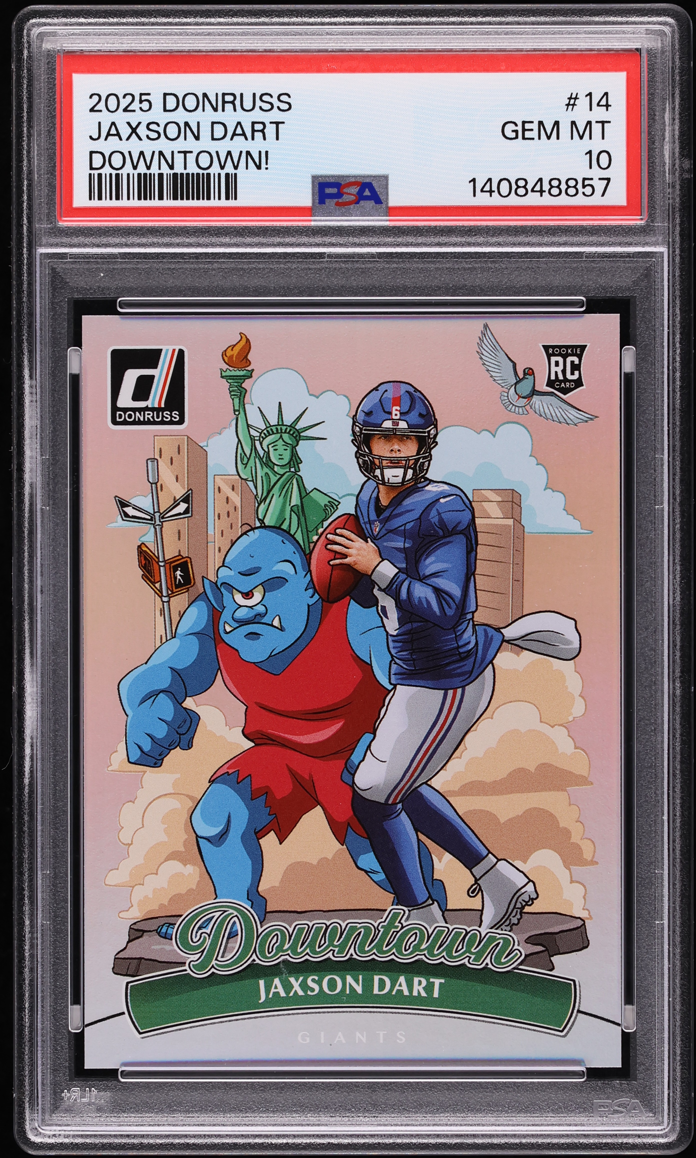 2025 Donruss Downtown Jaxson Dart ROOKIE #14 PSA 10 GEM MINT on