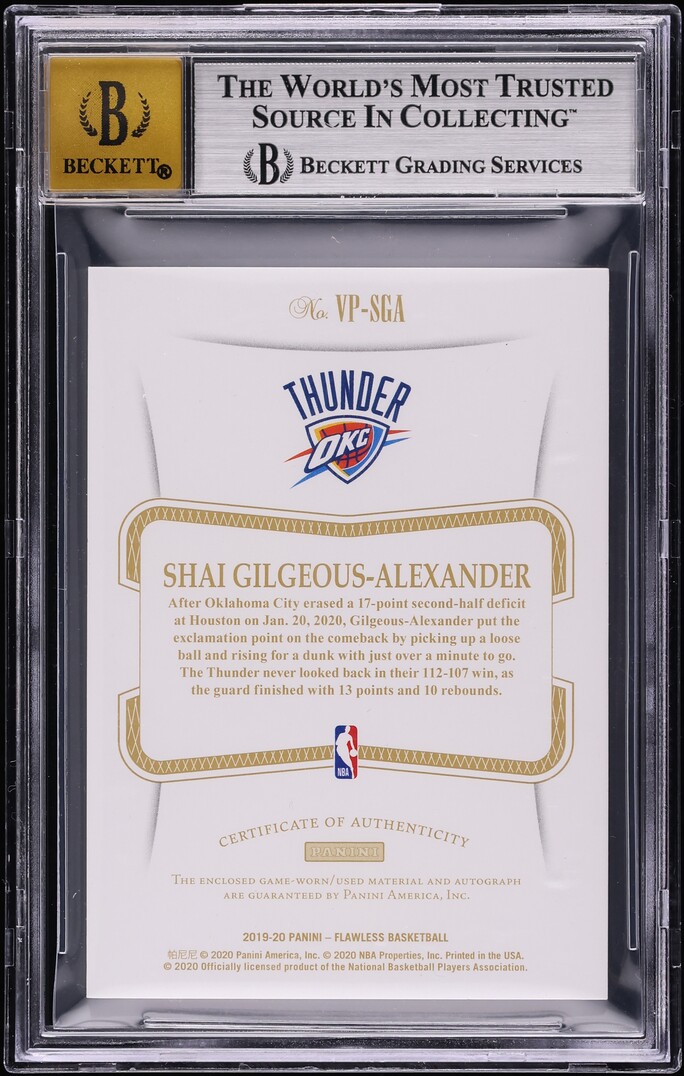 2019 Panini Flawless Shai Gilgeous-Alexander PATCH AUTO /25 #VP-SGA BGS 9 MINT