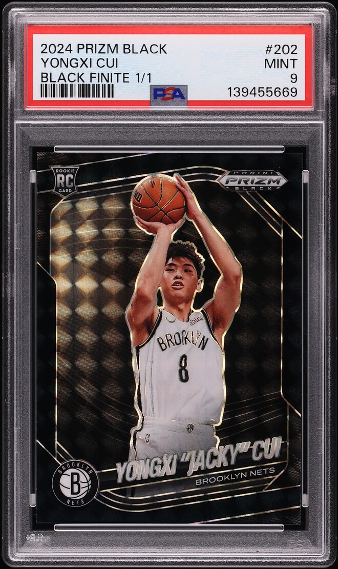 2024 Panini Prizm Black Finite Yongxi "Jacky" Cui ROOKIE 1/1 #202 PSA 9 MINT
