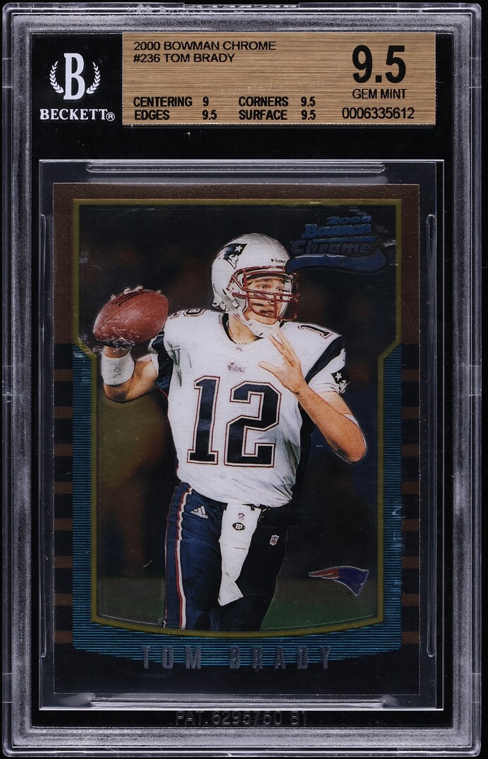 2000 Bowman Chrome Tom Brady ROOKIE #236 BGS 9.5 GEM MINT