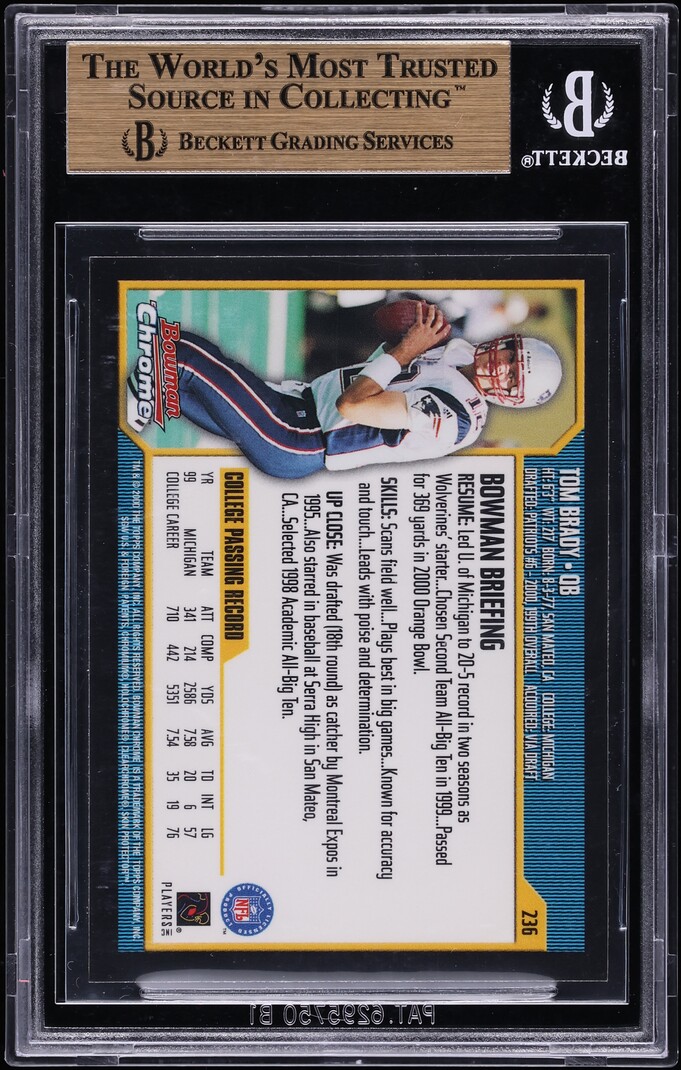 2000 Bowman Chrome Tom Brady ROOKIE #236 BGS 9.5 GEM MINT