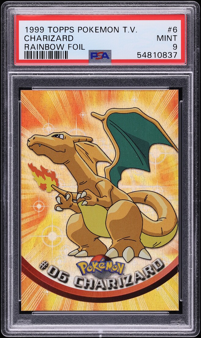 1999 Topps Pokemon T.V. Rainbow Foil Charizard #6 PSA 9 MINT