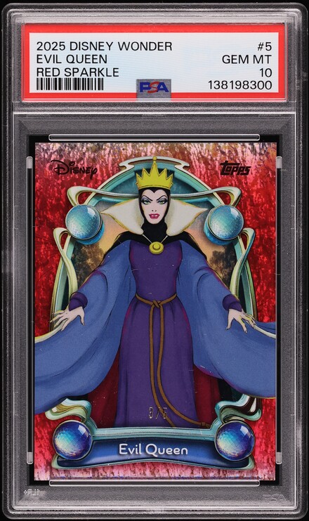 2025 Topps Disney Wonder Red Sparkle Evil Queen /5 #5 PSA 10 GEM
