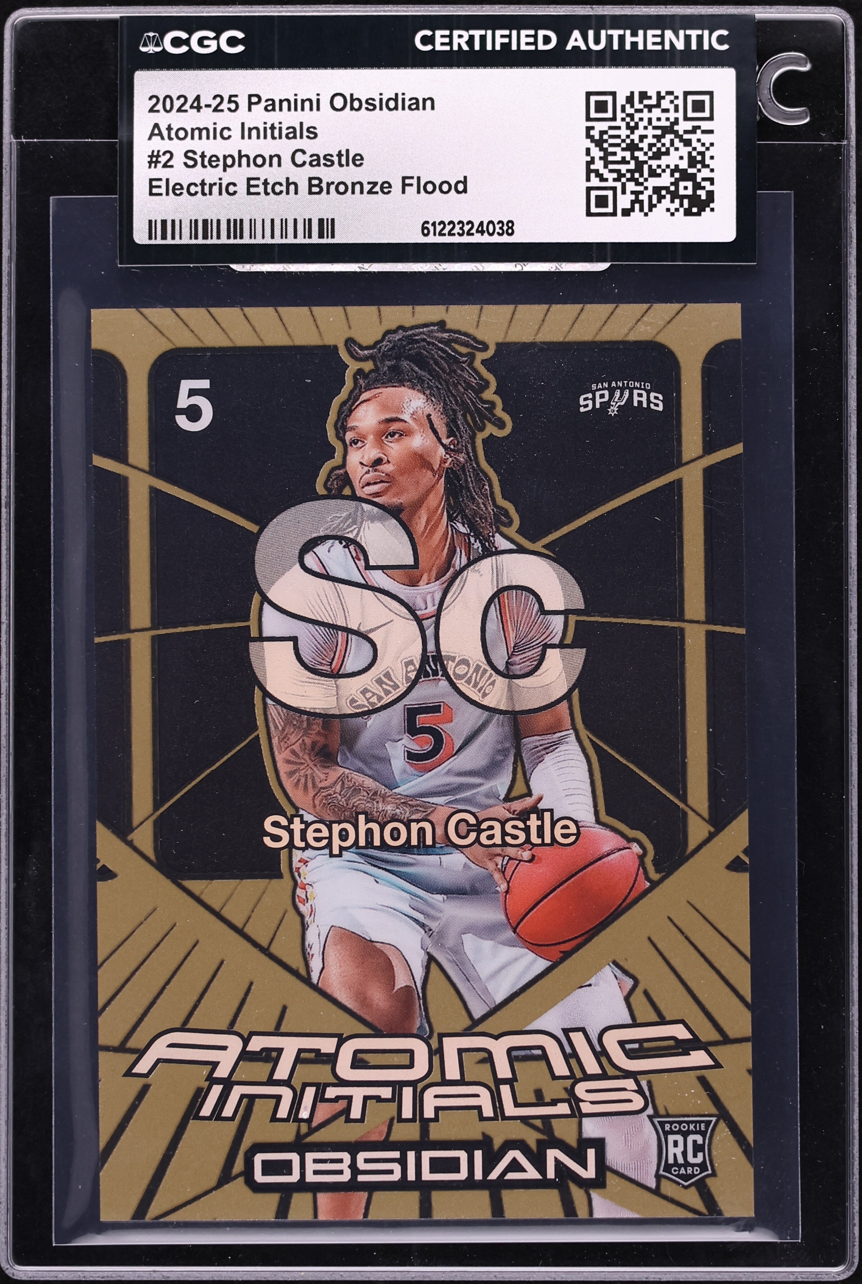 2024 Panini Obsidian Atomic Initials Electric Etch Bronze Flood