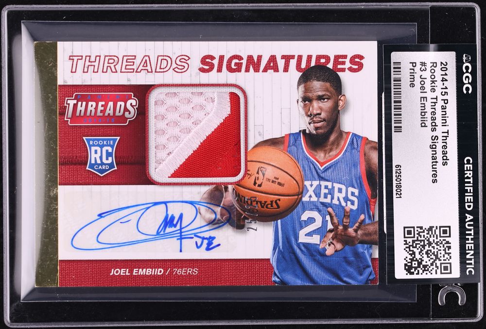 2014 Panini Threads Prime Joel Embiid ROOKIE PATCH AUTO 25