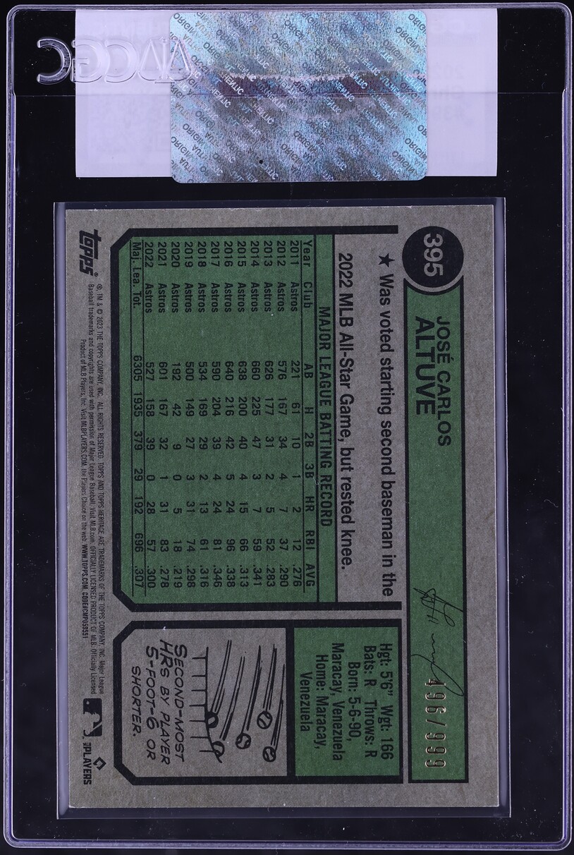 2023 Topps Heritage Chrome Jose Altuve /999 #395 CGC AUTH