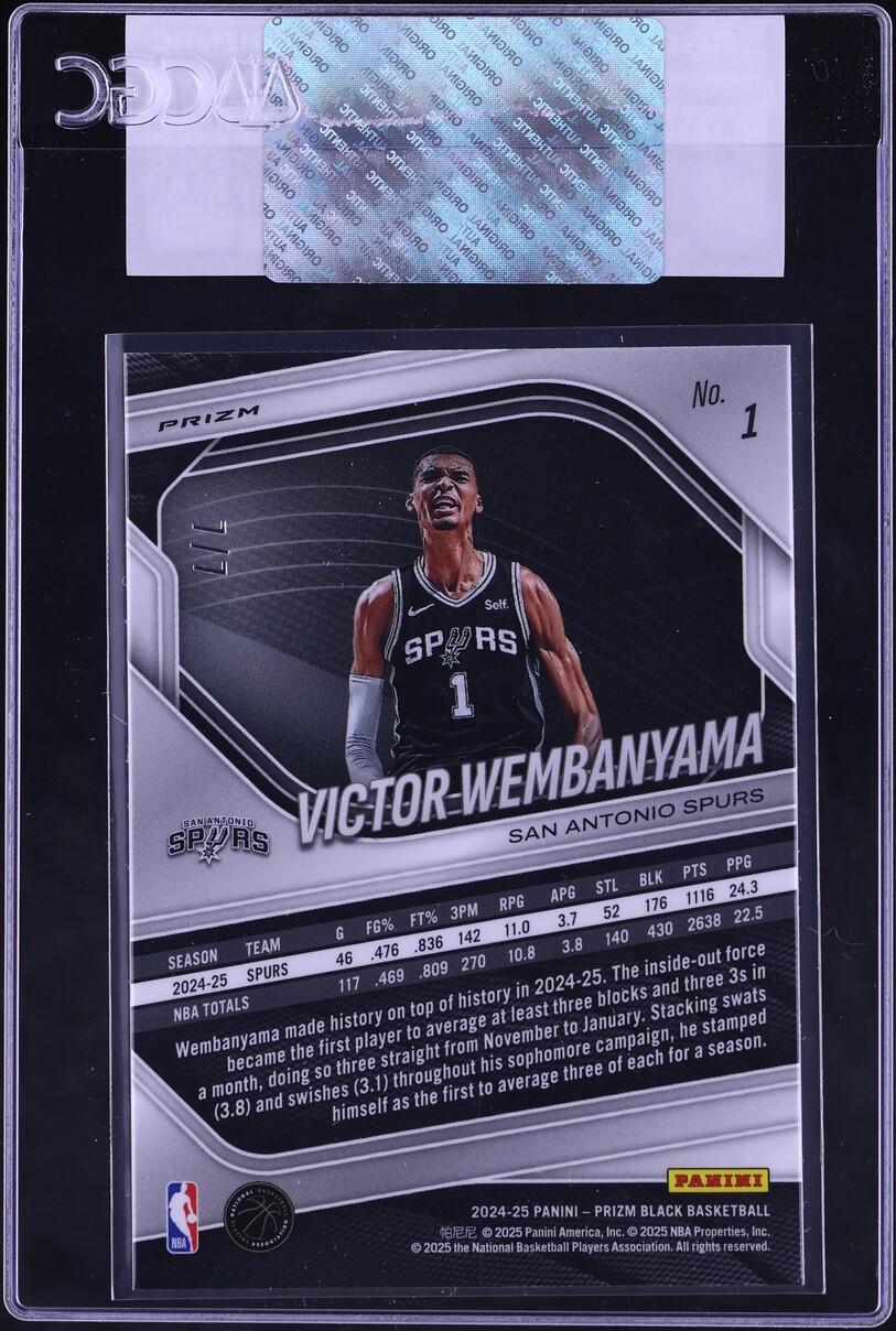 2024 Panini Prizm Black Green Shimmer FOTL Victor Wembanyama 7/7 #1 CGC AUTH