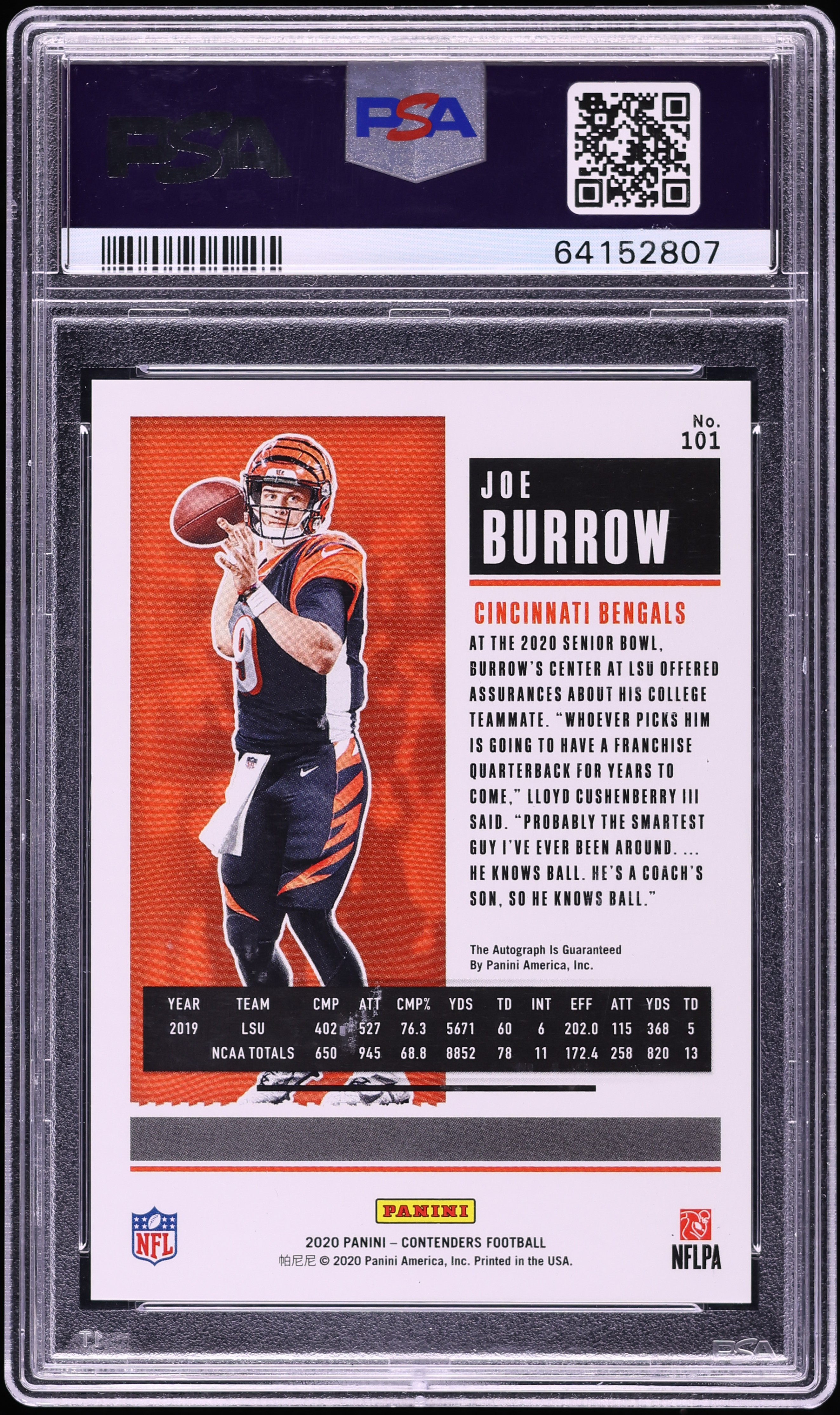 2020 Panini Contenders Championship Joe Burrow ROOKIE AUTO /49