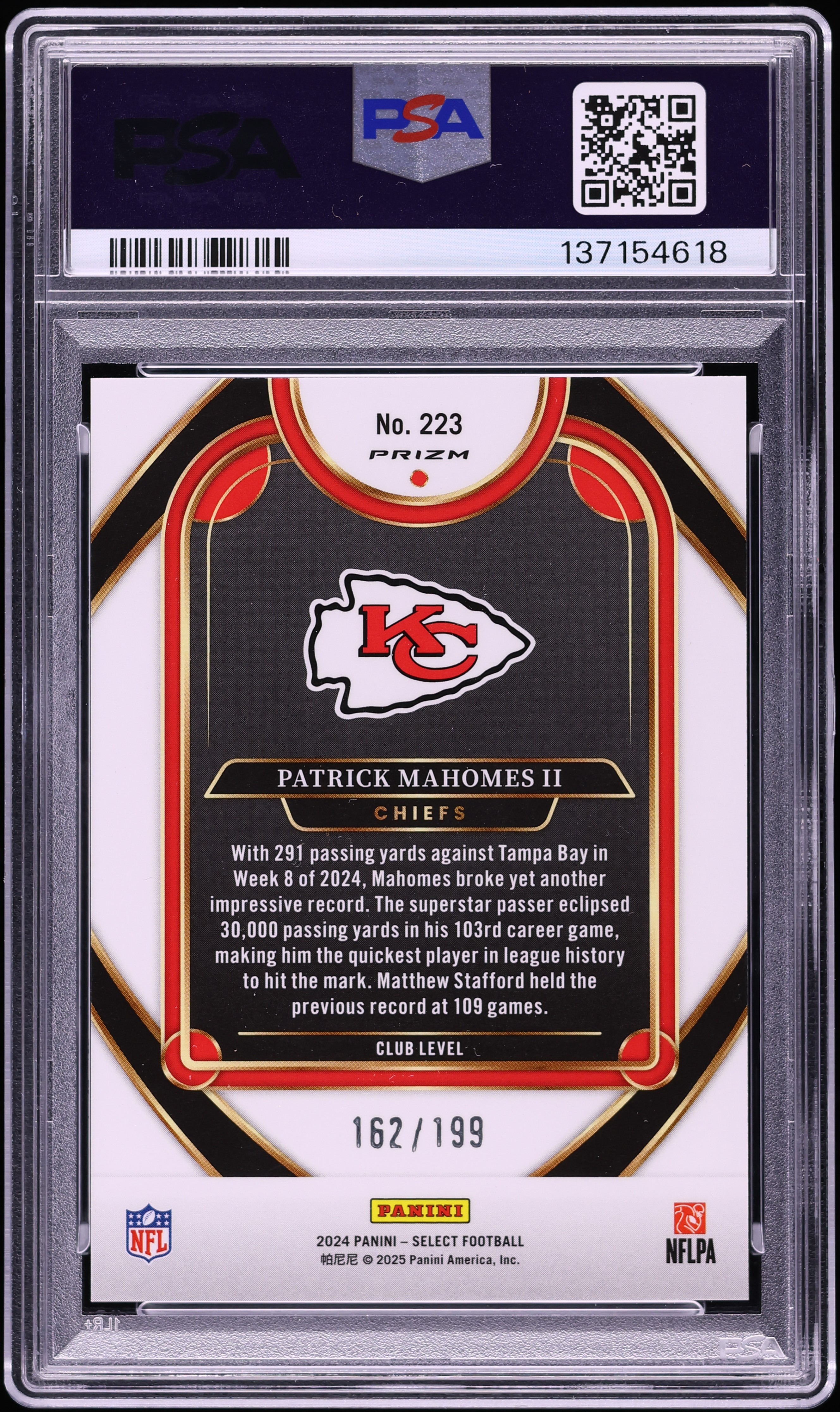 2024 Select Club Level White Shock Patrick Mahomes II /199 #223