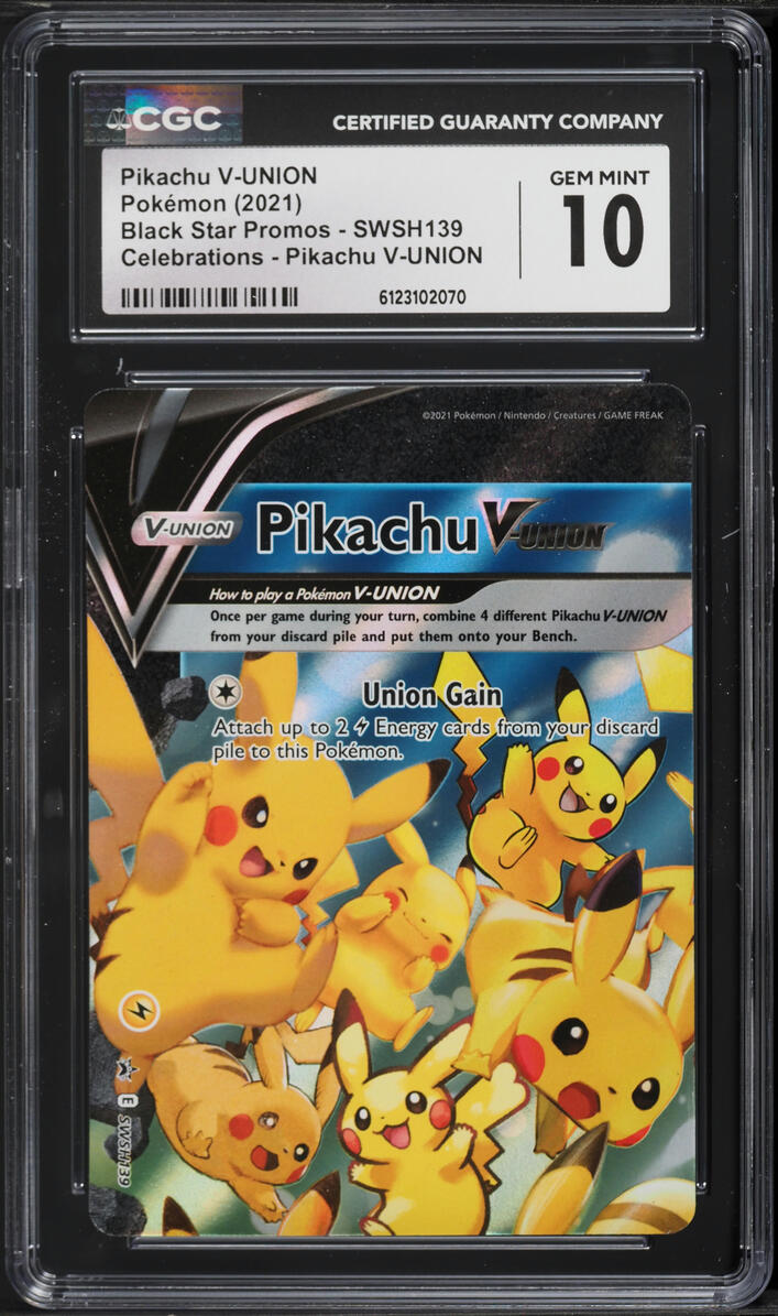 2021 Pokemon Sword & Shield Promo Celebrations Holo Pikachu V-UNION #SWSH139 CGC 10 GEM MINT