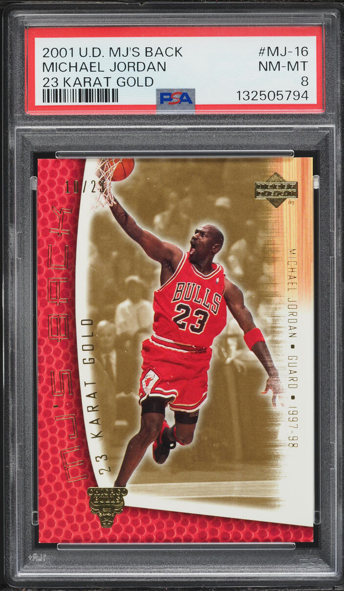 2001 Upper Deck MJ's Back 23 Karat Gold Michael Jordan /23 #MJ-16 PSA 8 NM-MT