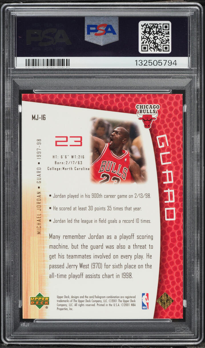 2001 Upper Deck MJ's Back 23 Karat Gold Michael Jordan /23 #MJ-16 PSA 8 NM-MT