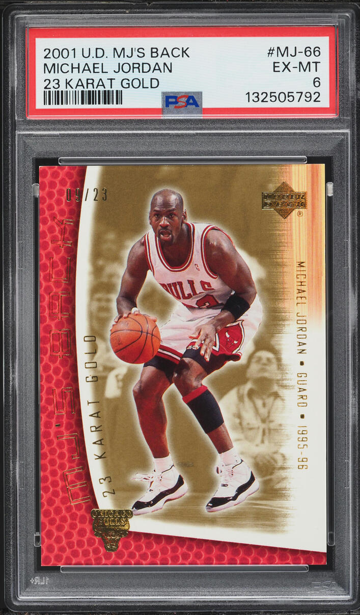 2001 Upper Deck MJ's Back 23 Karat Gold Michael Jordan /23 #MJ-66 PSA 6 EXMT