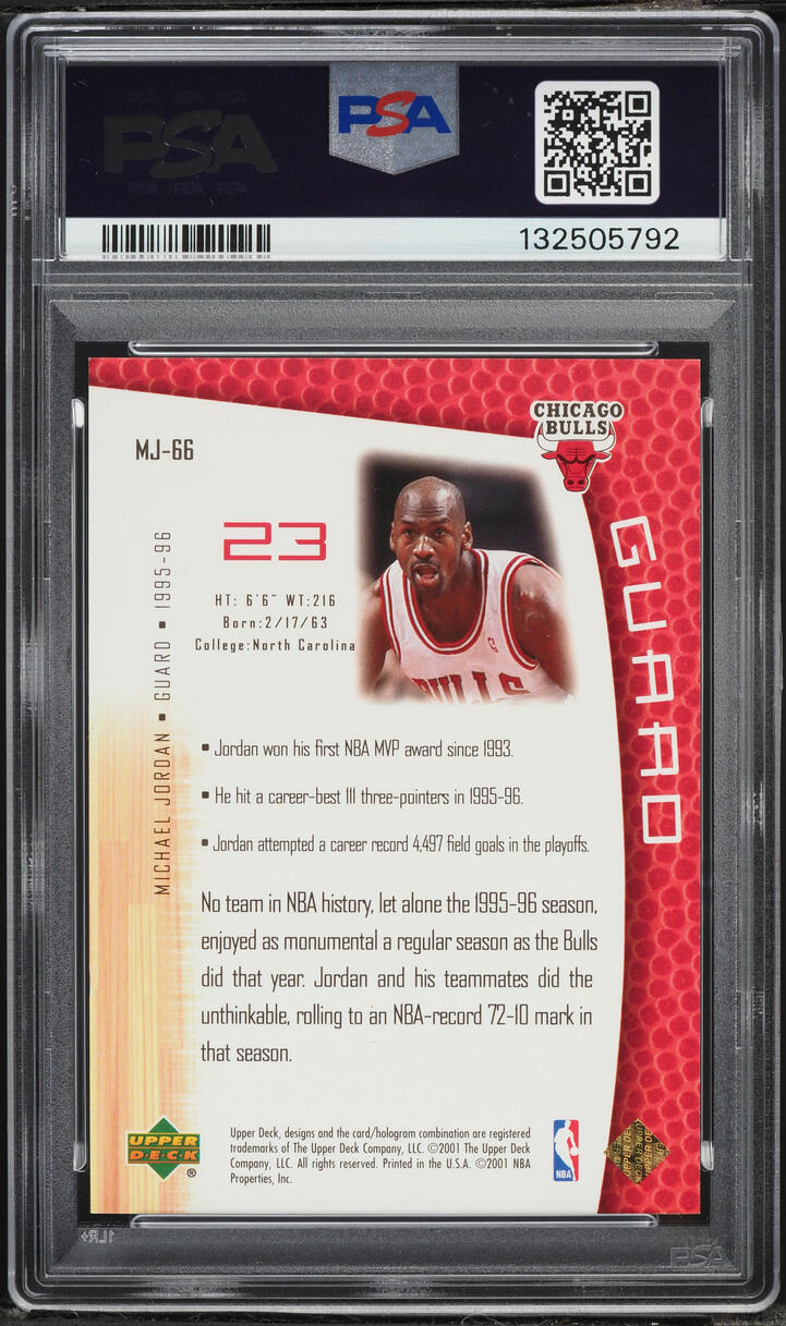 2001 Upper Deck MJ's Back 23 Karat Gold Michael Jordan /23 #MJ-66 PSA 6 EXMT