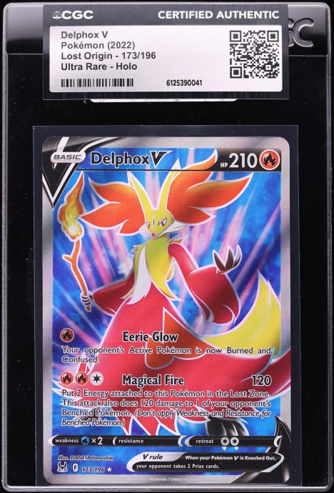 2022 Pokemon Sword & Shield Lost Origin Full Art Delphox V #173 CGC AUTH
