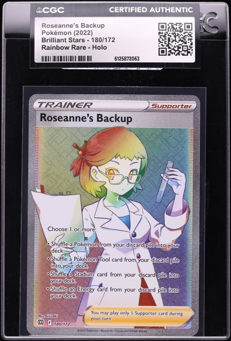 2022 Pokemon Sword & Shield Brilliant Stars Rainbow Rare Roseanne's Backup #180 CGC AUTH