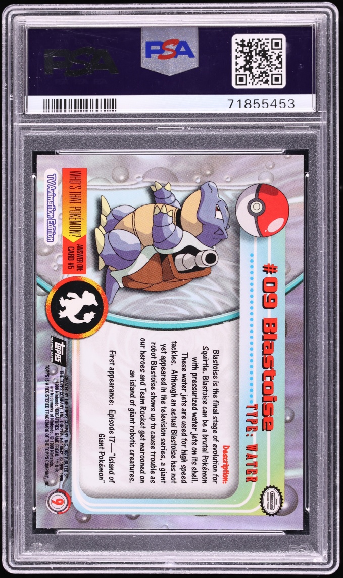 1999 Pokemon Topps TV Blastoise #9 PSA 10 GEM MINT