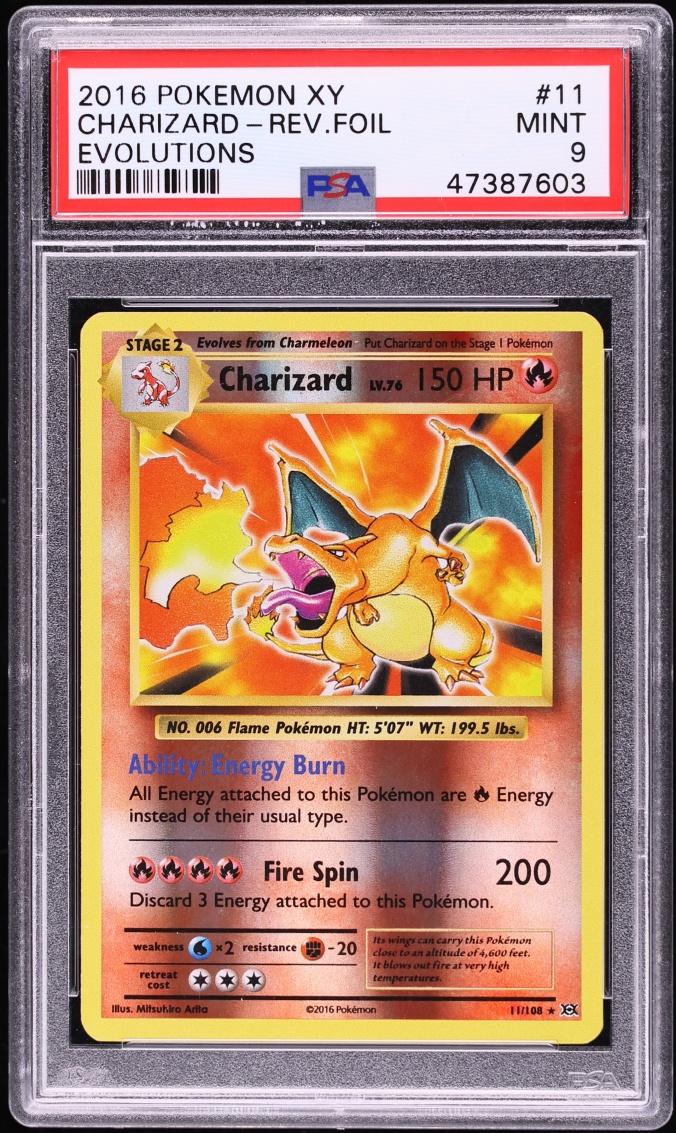 2016 Pokemon XY Evolutions Reverse Holo Charizard #11 PSA 9 MINT