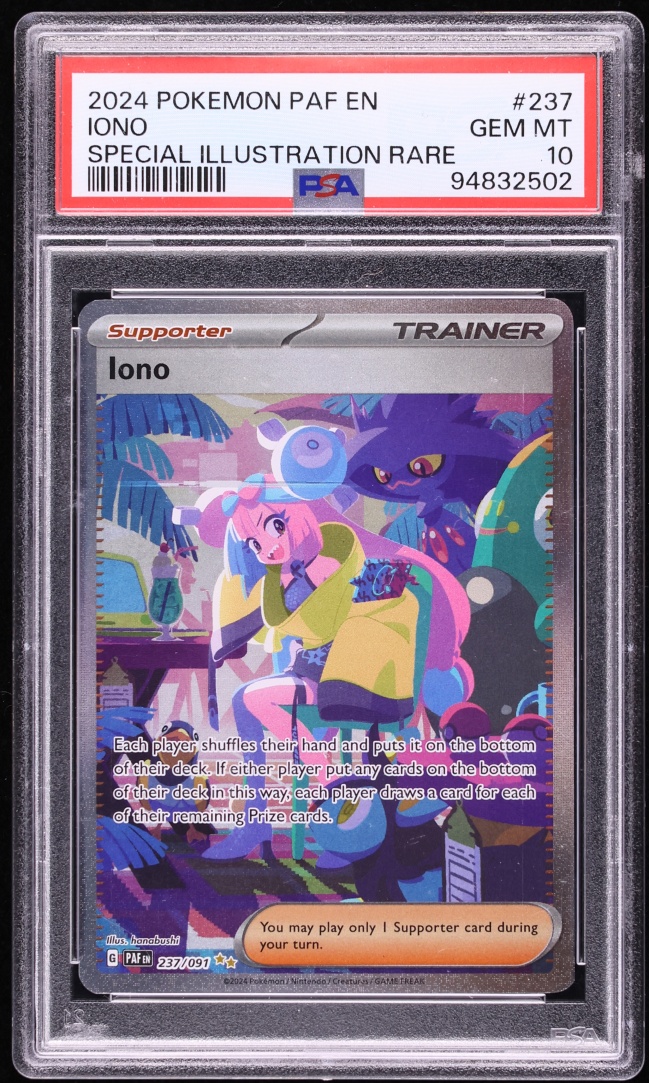 2024 Pokemon Scarlet & Violet Paldean Fates SIR Iono #237 PSA 10 GEM MINT
