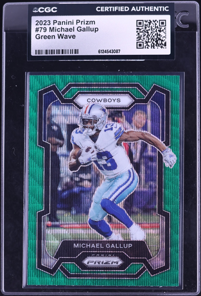 2023 Panini Prizm Green Wave Michael Gallup #79 CGC AUTH