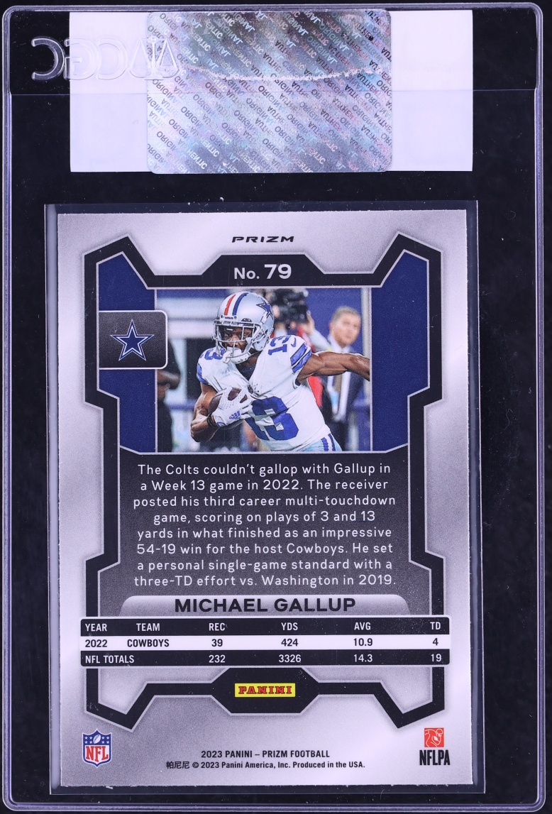 2023 Panini Prizm Green Wave Michael Gallup #79 CGC AUTH