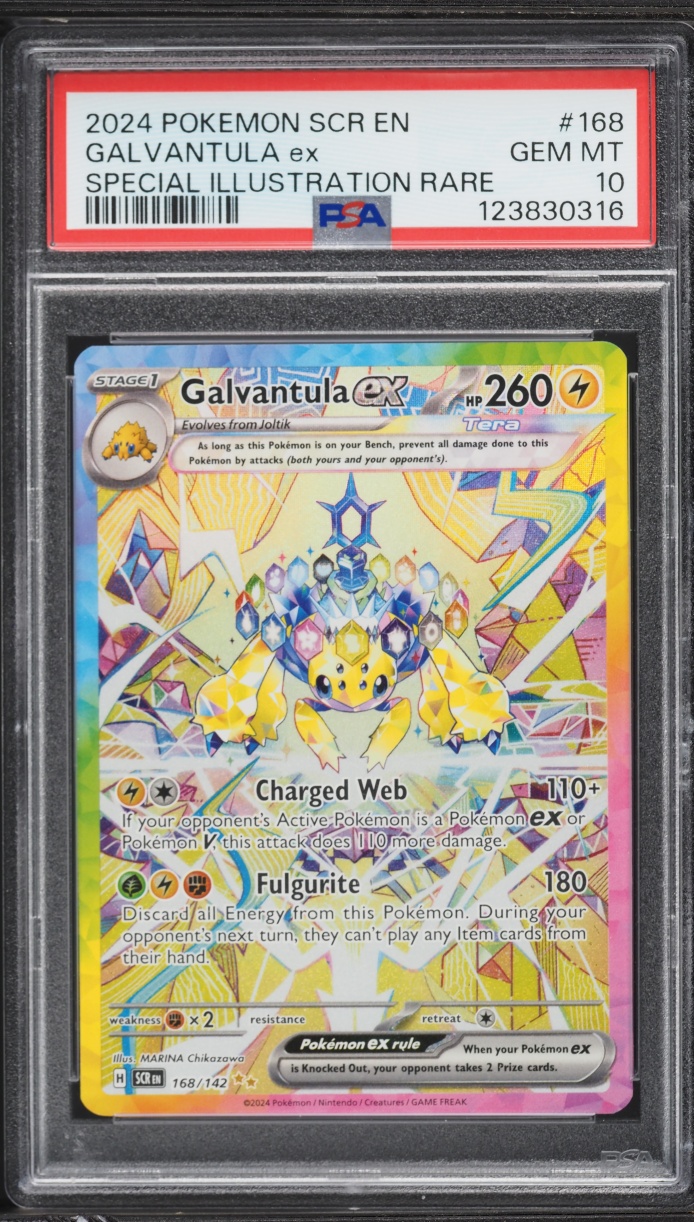 2024 Pokemon Scarlet & Violet Stellar Crown SIR Galvantula ex #168 PSA 10 GEM MINT